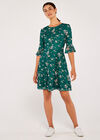  Blossom Lace Bell Sleeve Skater Dress, Green, large