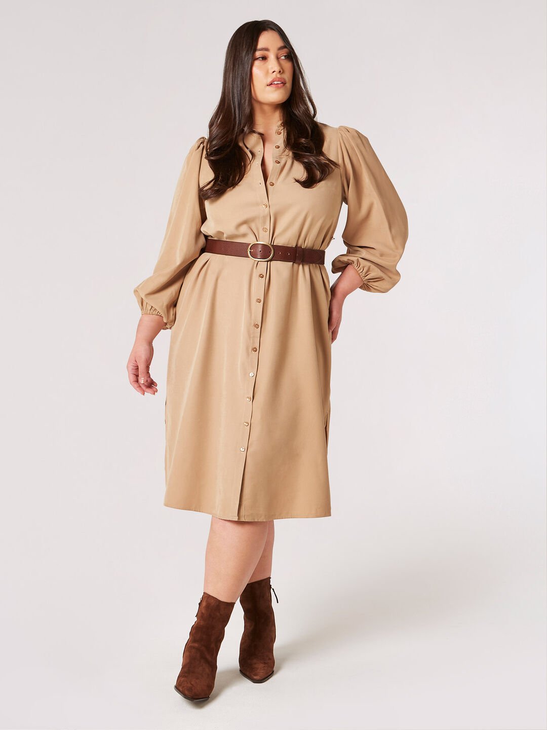 Image of Curve Shirt Maxi Dress