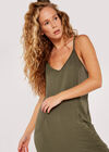Sweatshirt Strappy Jumpsuit, Khaki, large