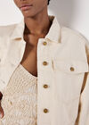 Boxy Fit Denim Trucker Jacket, Cream, large