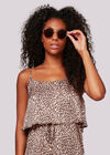 Leopard Midi Satin Crepe Dress, Pink, large