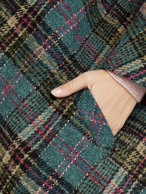 Teal Plaid Coat, Teal, large