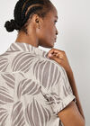 Linen Blend Shell Print Shirt, Stone, large