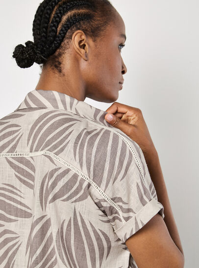 Linen Blend Shell Print Shirt