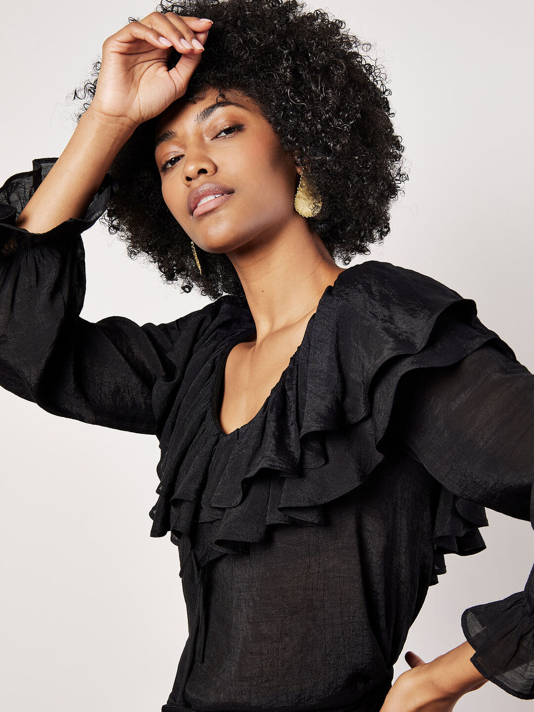 Image of Ruffle Collar Blouse