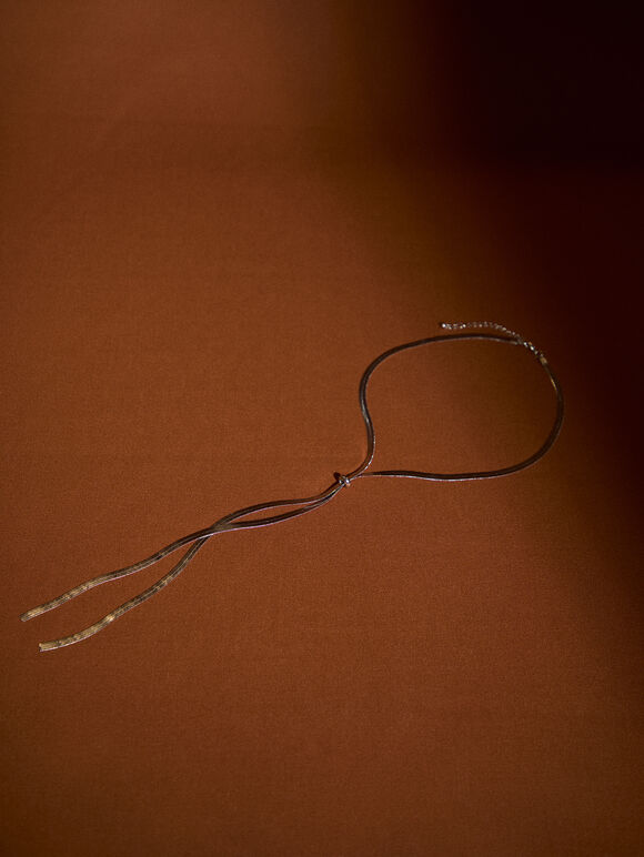 Long Dropped Chain Nekclace, Silver, large