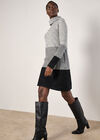 Ribbed Knit Colour Block Mini Dress, Black, large