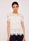  Lace Scallop Edge Top, White, large
