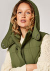 Button Longline Puffer Gilet, Khaki, large