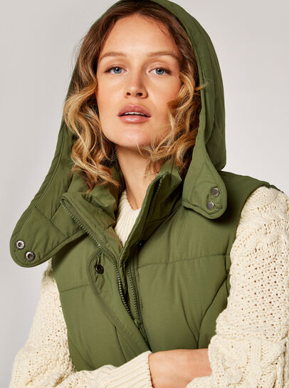 Button Longline Puffer Gilet