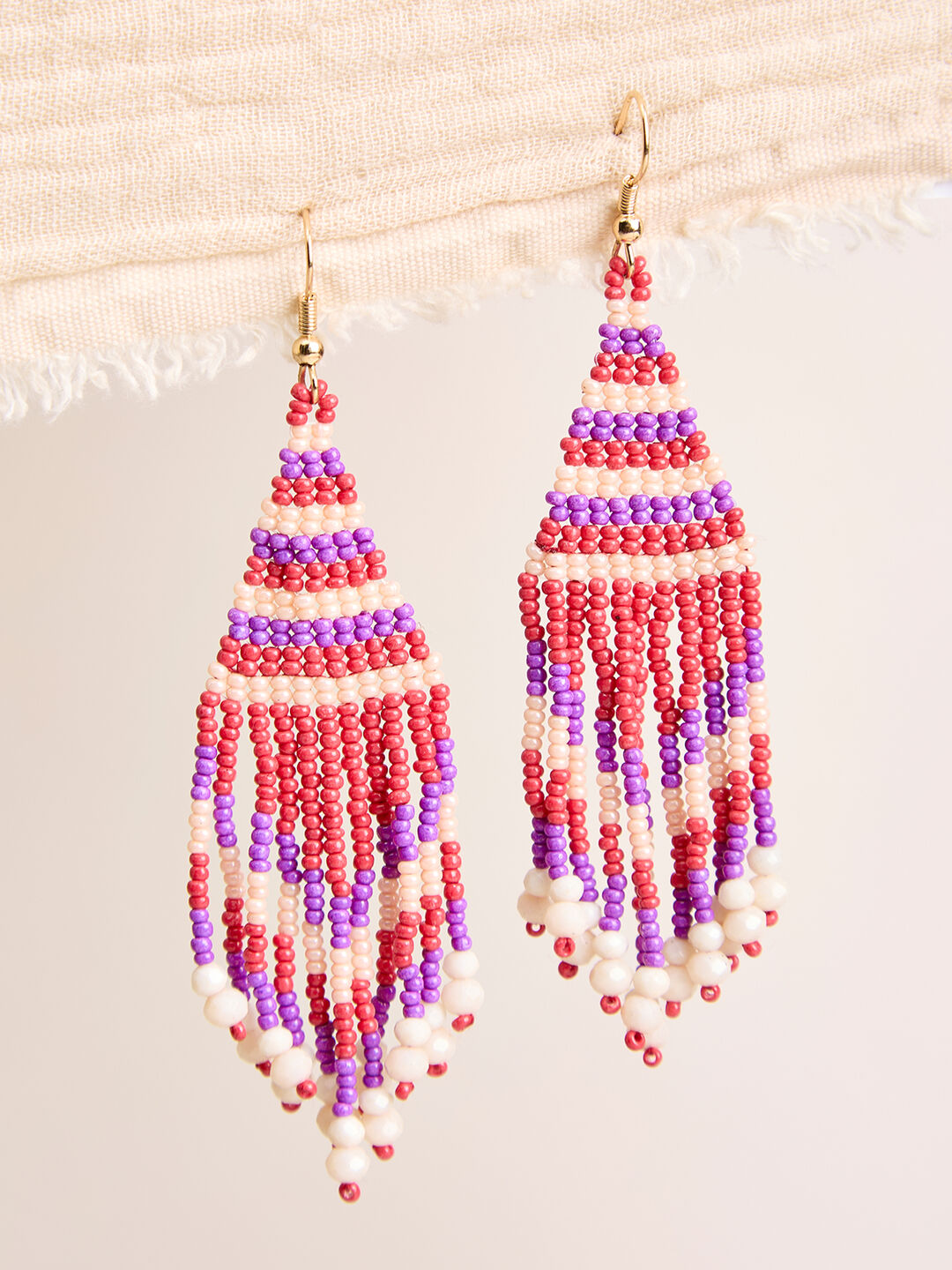 Beaded Fringe Hook Earrings