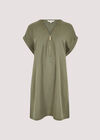 Zip Front Dress, Khaki, large