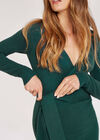 Knitted Wrap Midi Dress, Green, large