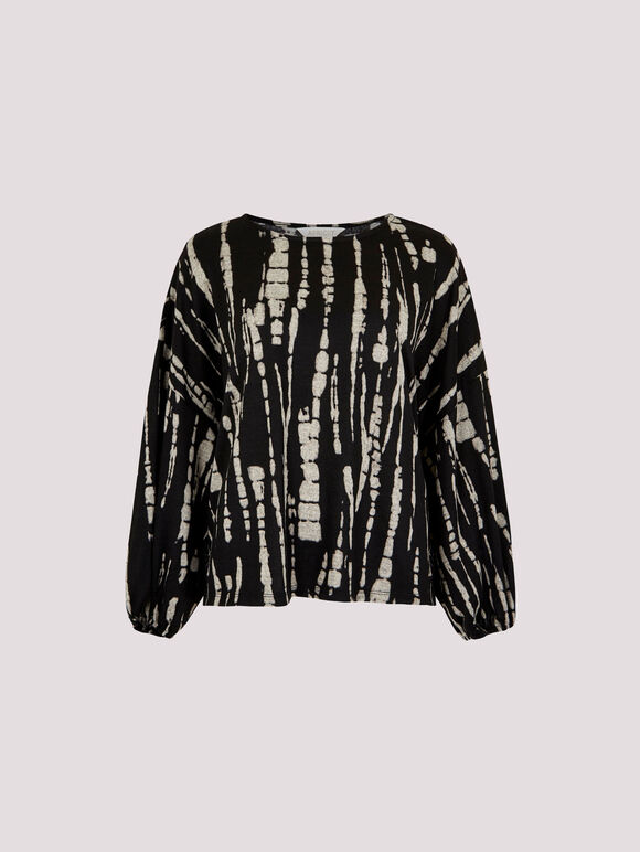 Tie Dye Stripe Top, Black, large