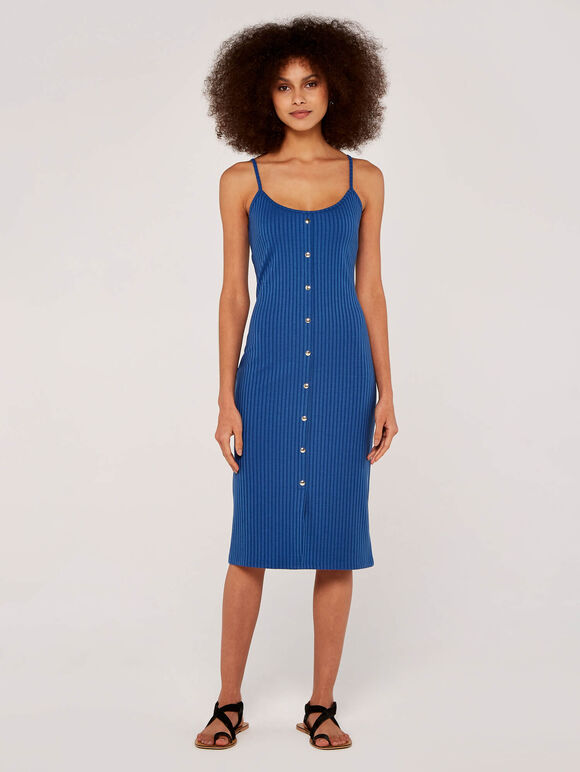 Jersey Ribbed Cami Dress, Blue, large