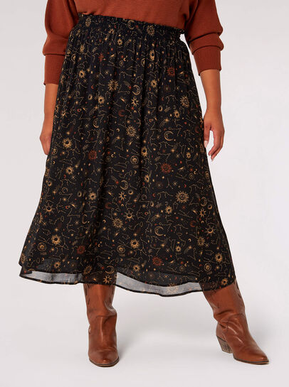 Curve Constellation Midi Skirt