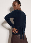 Rib Knit Wrap Top, Navy, large