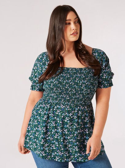 Curve Daisy Floral Milkmaid Top