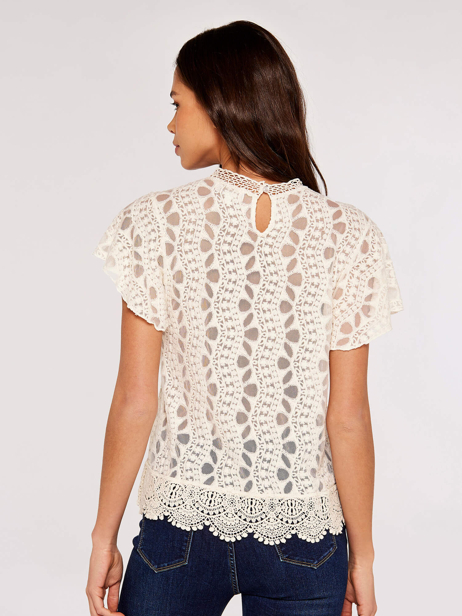 High neck embroidered top top
