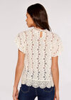 Embroidered High Neck Top, Stone, large