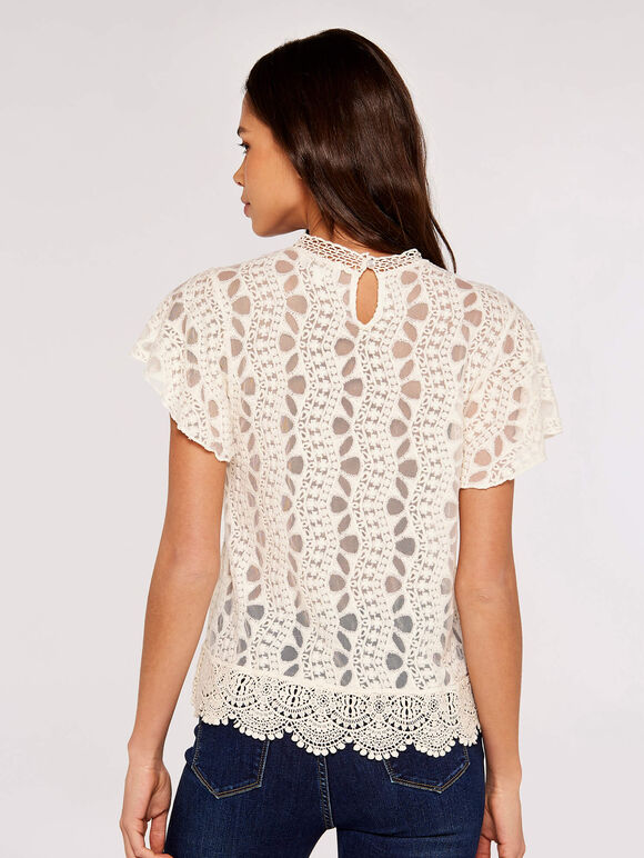 Embroidered High Neck Top, Stone, large