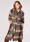 Checked Oversized Shirt Coat, Brown, large