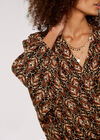 Ikat Tile Print Wrap Top, Rust, large