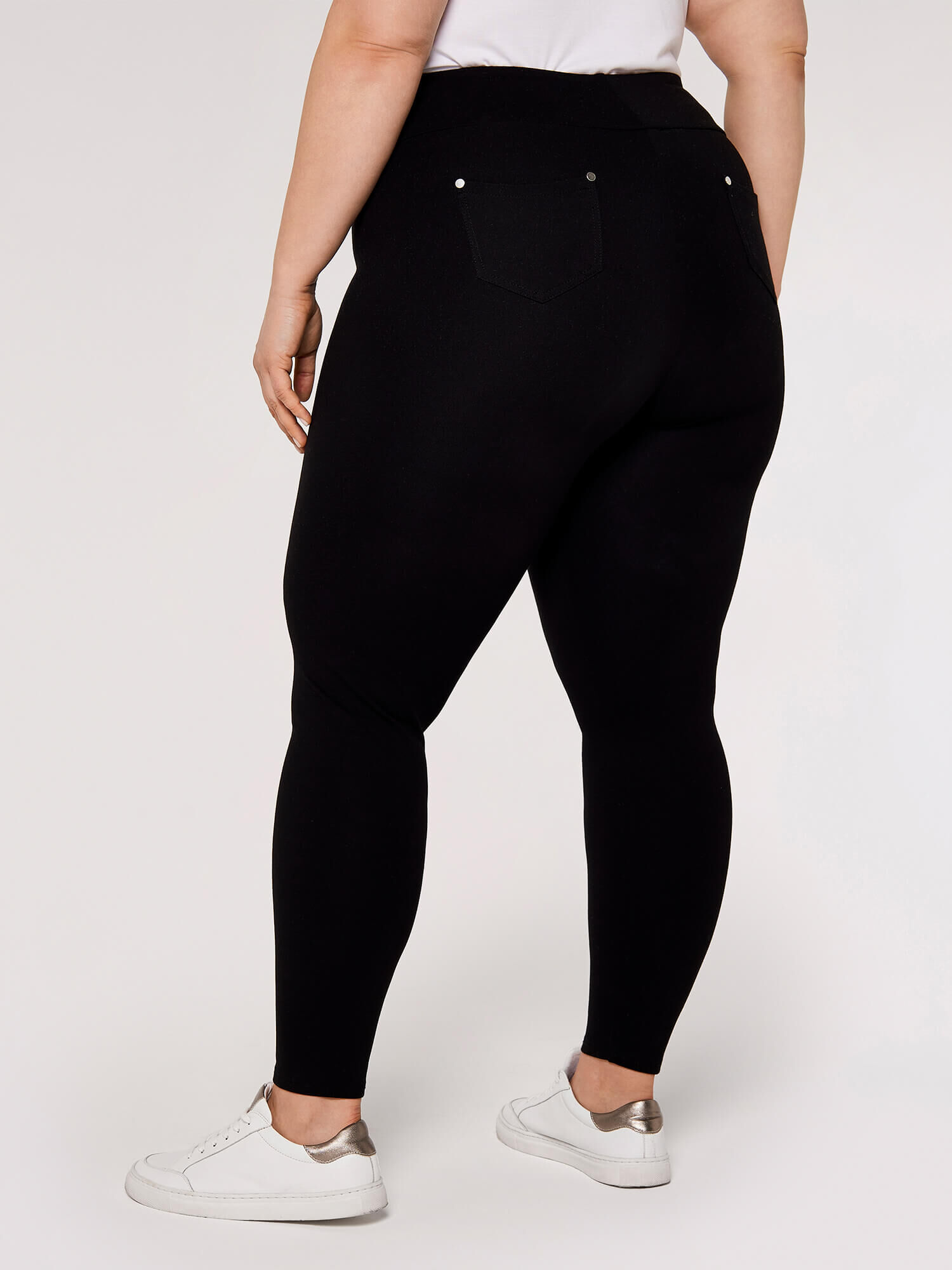 Curve High Waist Ponte Trousers Apricot Clothing