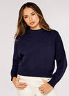 Boxy Pocket Jumper, Navy, large