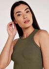 Ribbed Jersey Tank Top, Khaki, large