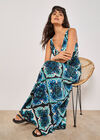 Tile Print Jersey Maxi Dress, Aqua - Turquoise, large