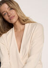 Soft Fine Knit Wrap Jumper, Stone, large