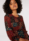 Patchwork Ditsy Midi Dress, Black, large
