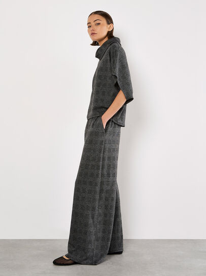 Check Print Wide Leg Trousers
