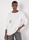 Stud Star Batwing Tunic Jumper, White, large