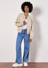 Sweatshirt Bomber Jacket, Stone, large