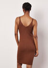 Ribbed Knit Bodycon Midi Dress, Rust, large