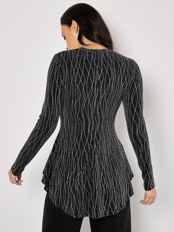 Sparkle Swirl Peplum Top, Light Grey / Silver, large