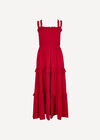 Tiered Lace Trim Midi Dress, Red, large