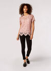 Guipure Scallop Lace Top, Pink, large