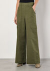 Wide Leg Cotton Cargo Trousers, Khaki, large
