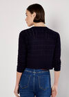 Pointelle Chevron Knit Shrug, Navy, large
