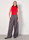 Wide-Leg Tailored Trousers, Dark Grey - Charcoal, large