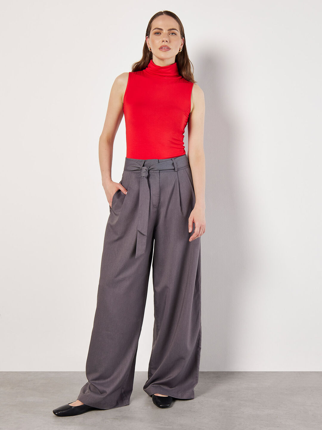Image of Wide-Leg Tailored Trousers
