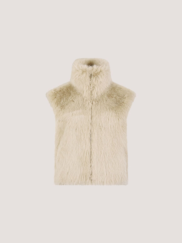 Faux Fur Gilet, Stone, large