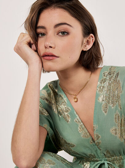 Gold Foil Floral Maxi Dress