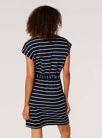 Stripe Drawstring Waist Mini Dress