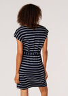 Stripe Drawstring Waist Mini Dress, Navy, large