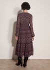 Floral Print Ruffle Midi Dress, Purple, large