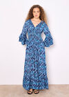 Ikat Swirls Maxi Dress, Blue, large